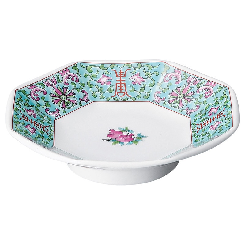 山万 68208-100 緑彩宝華 八角皿 1個（ご注文単位1個）【直送品】