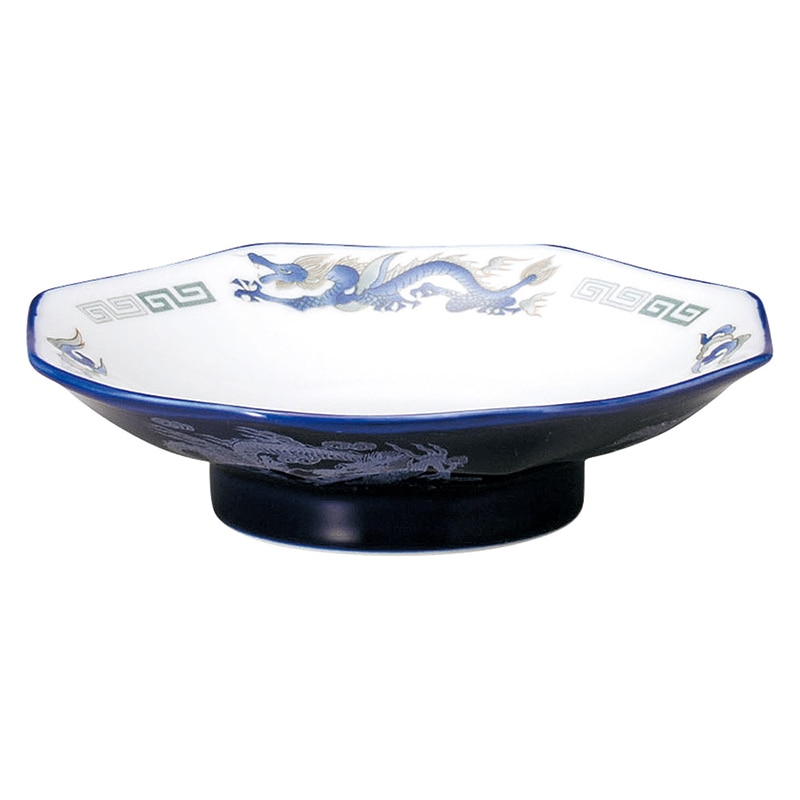 山万 69004-100 ルリ白竜 八角シューマイ皿 1個(ご注文単位1個)【直送品】