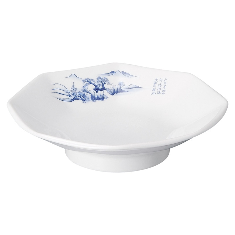 山万 69103-440 上絵山水 八角高台皿 1個(ご注文単位1個)【直送品】