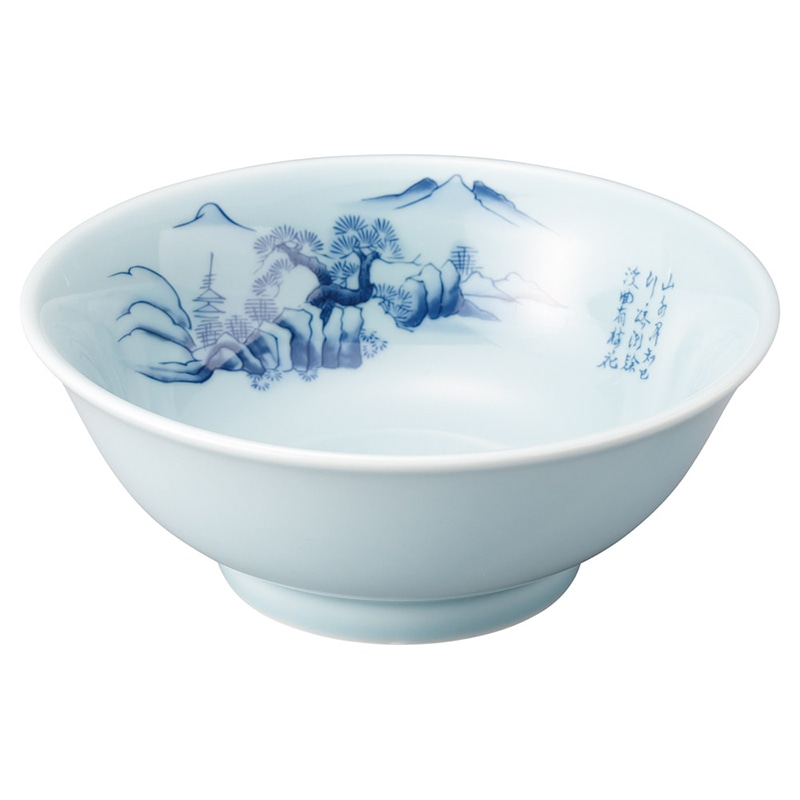 山万 68963-440 青磁上絵山水 6.8高台丼 1個(ご注文単位1個)【直送品】