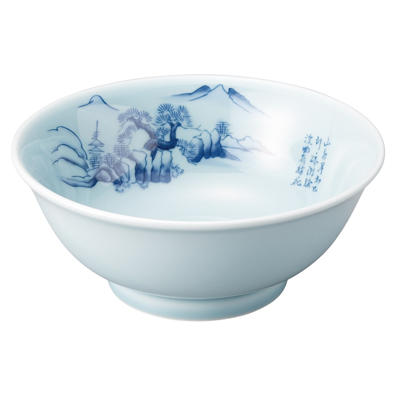 山万 68964-440 青磁上絵山水 6.5高台丼 1個(ご注文単位1個)【直送品】