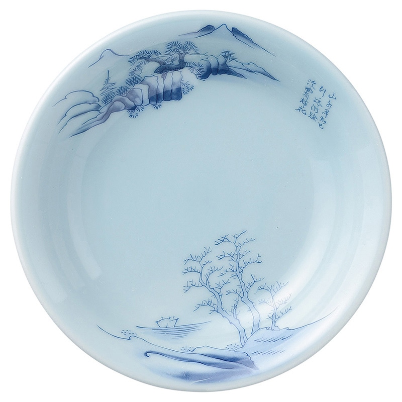 山万 68966-440 青磁上絵山水 5 1/2取皿 1個(ご注文単位1個)【直送品】