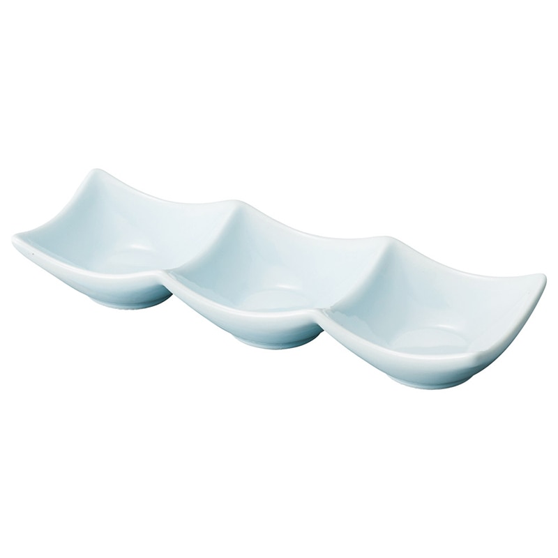 山万 70437-180 青白天 3品小付 1個（ご注文単位1個）【直送品】