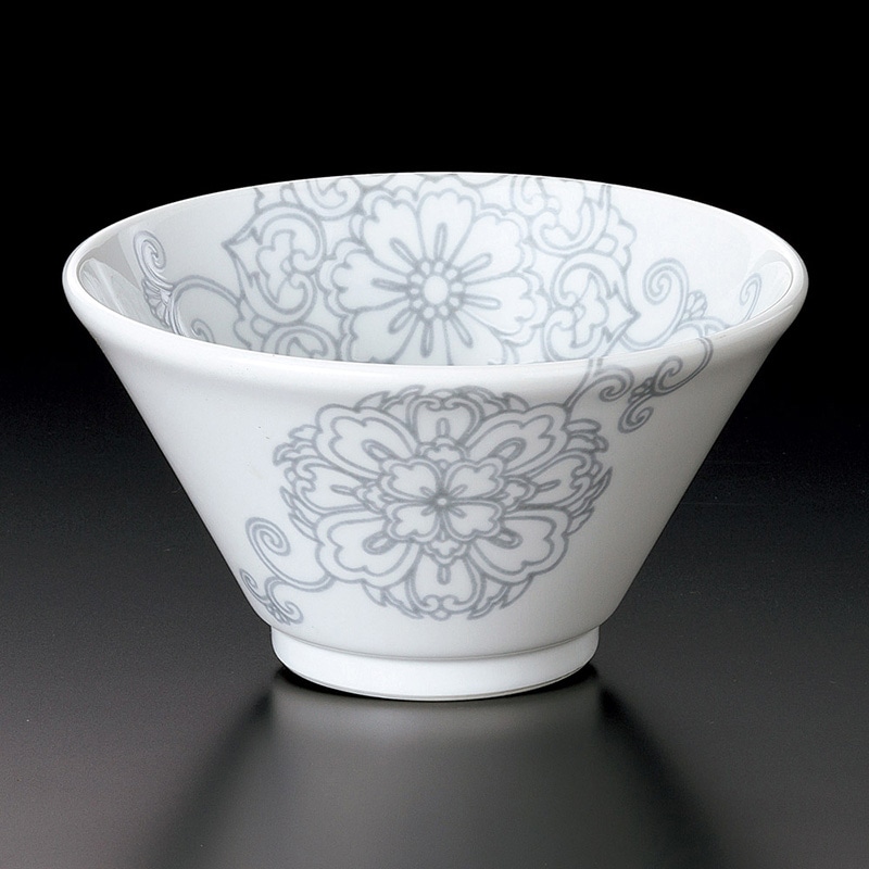 山万 70918-130 唐花グレー19cm切立深口 1個（ご注文単位1個）【直送品】