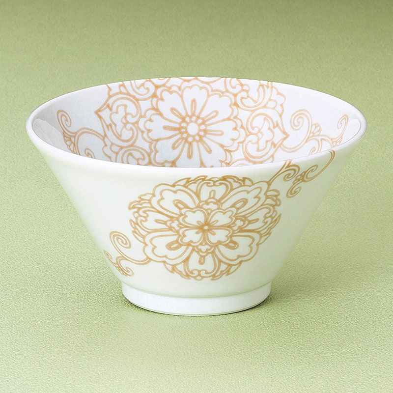 山万 70919-130 唐花(ベージュ19cm切立深口 1個（ご注文単位1個）【直送品】