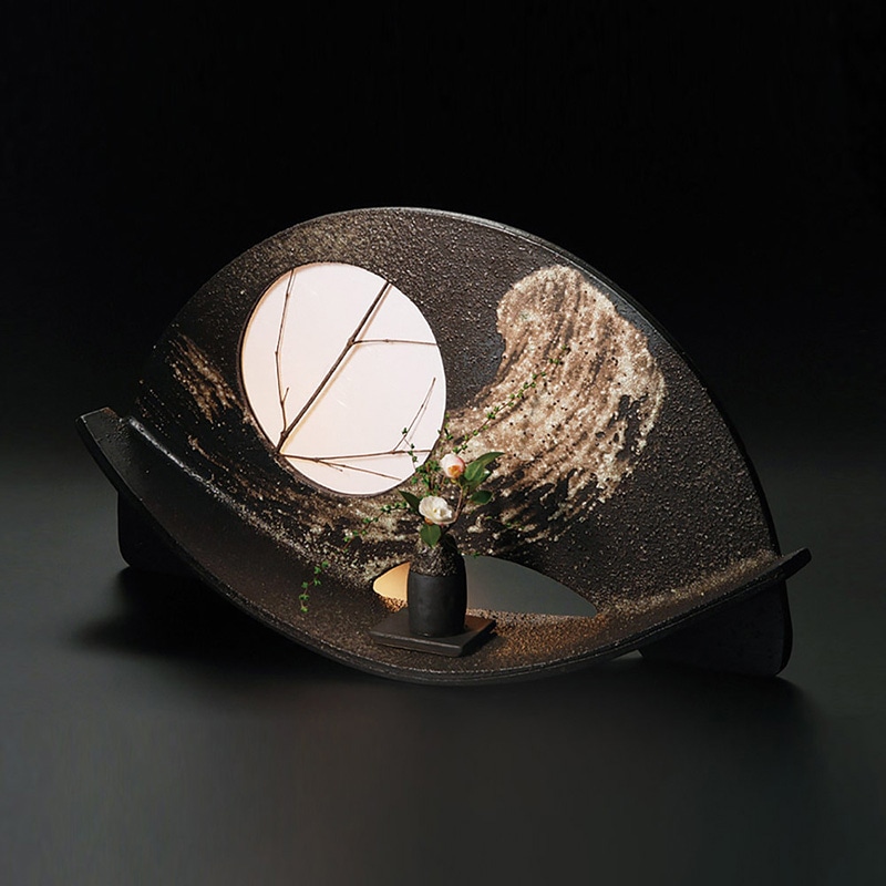 山万 79905-660 刷毛目扇型花器(大) 1個（ご注文単位1個）【直送品】