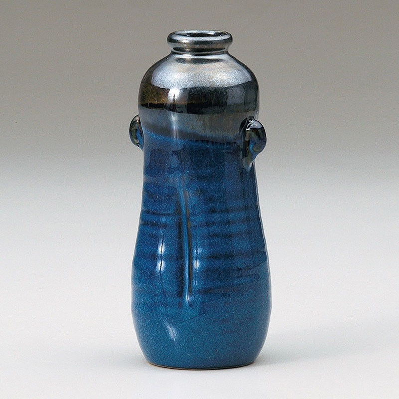 山万 80008-190 ナマコ黒流し耳付花瓶 1個（ご注文単位1個）【直送品】