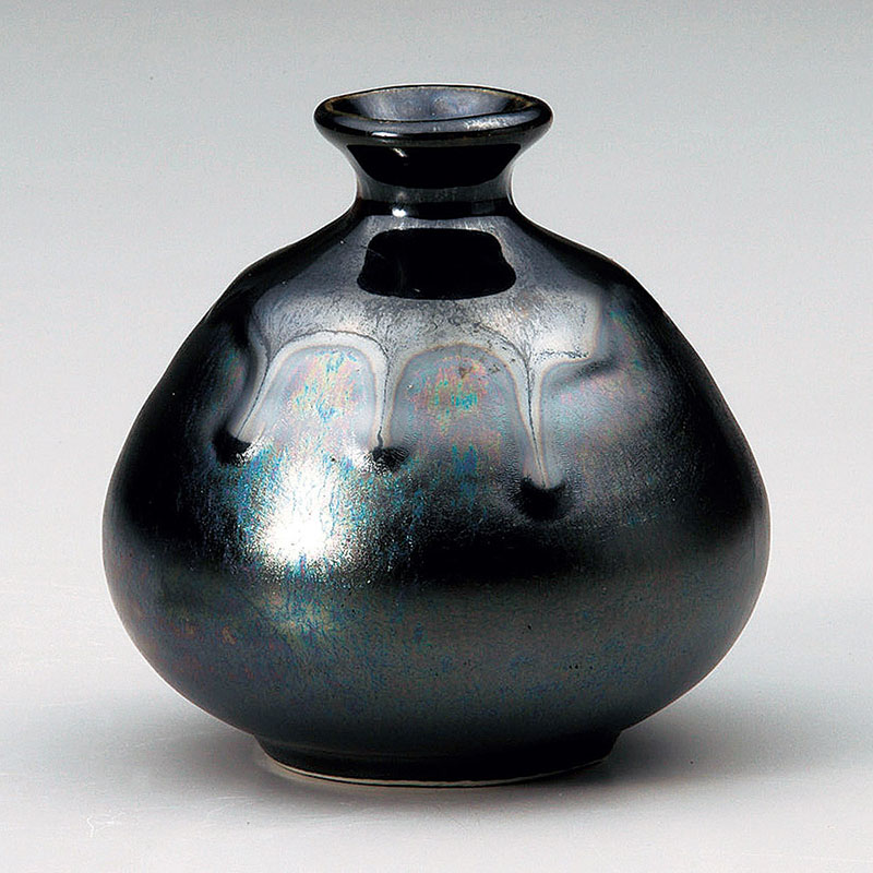 山万 80012-190 いぶし黒腰張ミニ花瓶 1個（ご注文単位1個）【直送品】