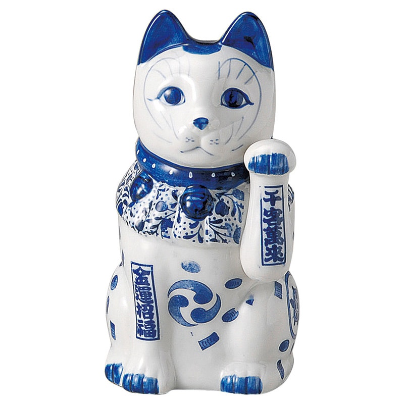 山万 80123-570 染付猫(小)左 1個（ご注文単位1個）【直送品】