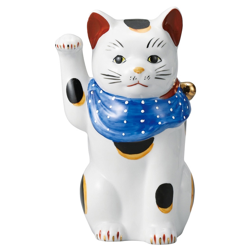 山万 80114-570 赤絵ブチ猫 小(右) 1個（ご注文単位1個）【直送品】