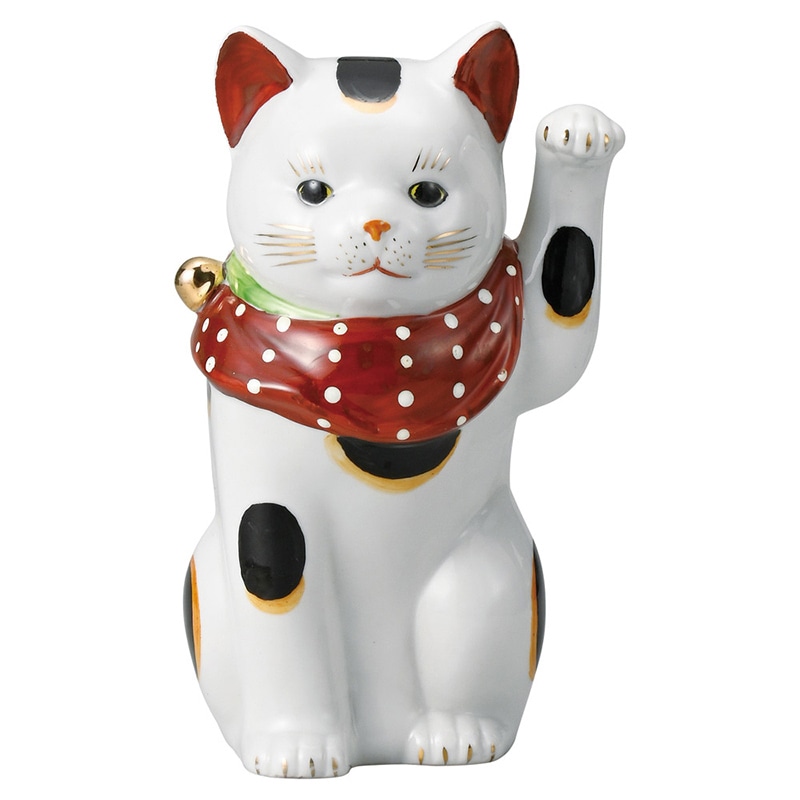 山万 80115-570 赤絵ブチ猫 小(左) 1個（ご注文単位1個）【直送品】