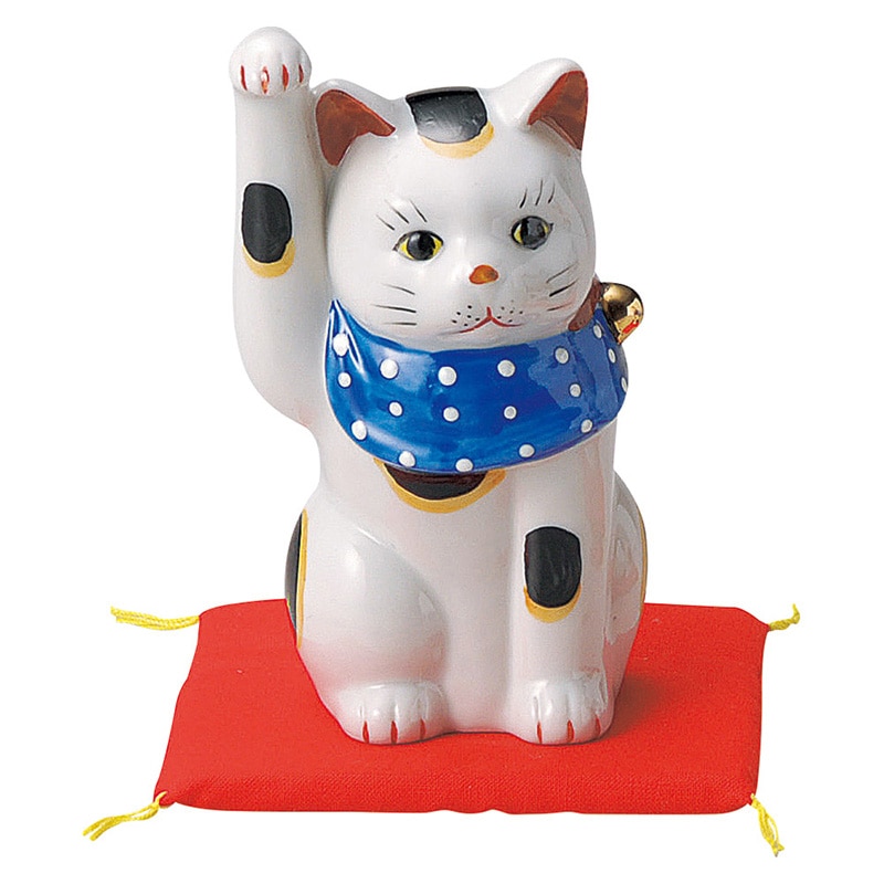 山万 80116-570 赤絵4寸手長猫(布団付)左 1個（ご注文単位1個）【直送品】