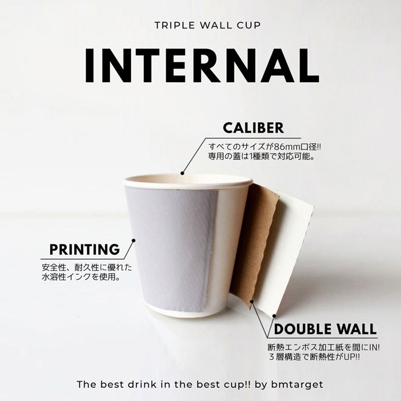 BMターゲット 紙コップ 三重カップ 12オンス 口径86mm グレー ZE12-3W-86GRAY 40個/袋(ご注文単位25袋)【直送品】