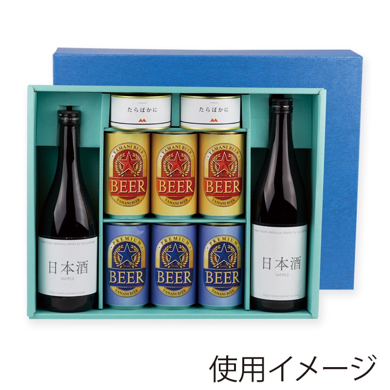 >ヤマニパッケージ 缶ビール詰合せ箱 四合瓶×2+350ml缶×6+カニ缶×2 K-229 50枚/箱(ご注文単位1箱)【直送品】