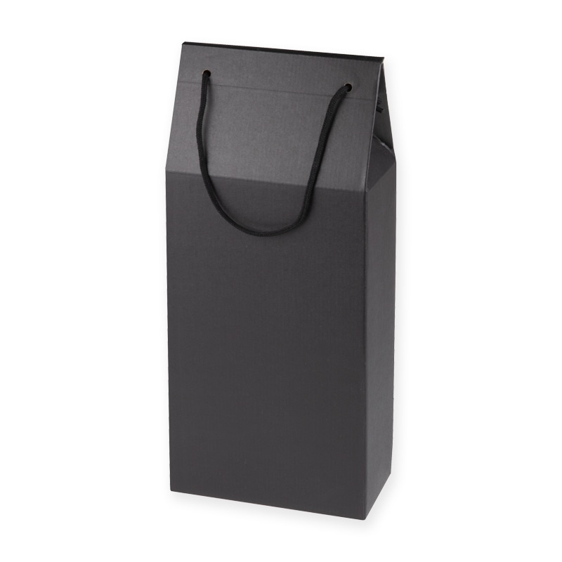 ヤマニパッケージ ワイン2本入手提箱 K-510B 黒 50枚/箱(ご注文単位1箱)【直送品】