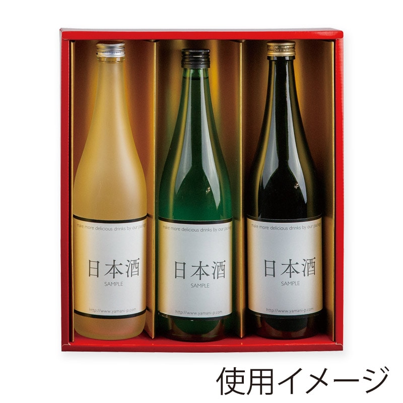 ヤマニパッケージ 720ml瓶太細兼用　格子柄　みやび 3本 K-1494 30枚/箱（ご注文単位1箱）【直送品】