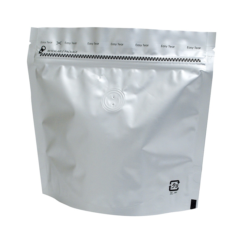 ヤマニパッケージ チャック付アルミスタンドパックV付 200g　インナーバルブ付 COT-823V　銀 100枚/束（ご注文単位5束）【直送品】