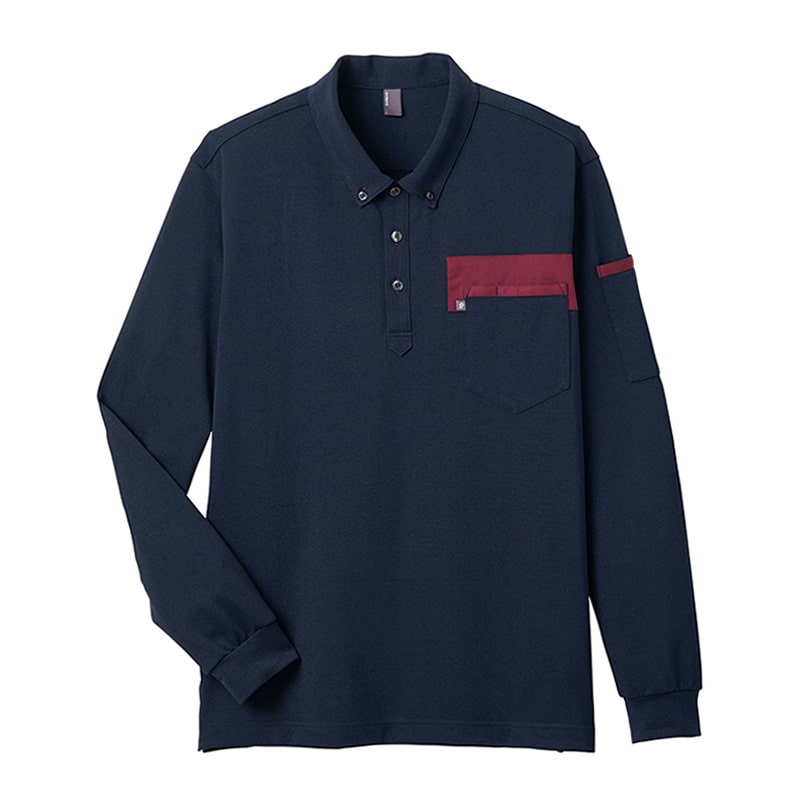 カーシーカシマ 長袖ポロシャツ 男女共用 SS ネイビー CWP171 1枚（ご注文単位1枚）【直送品】