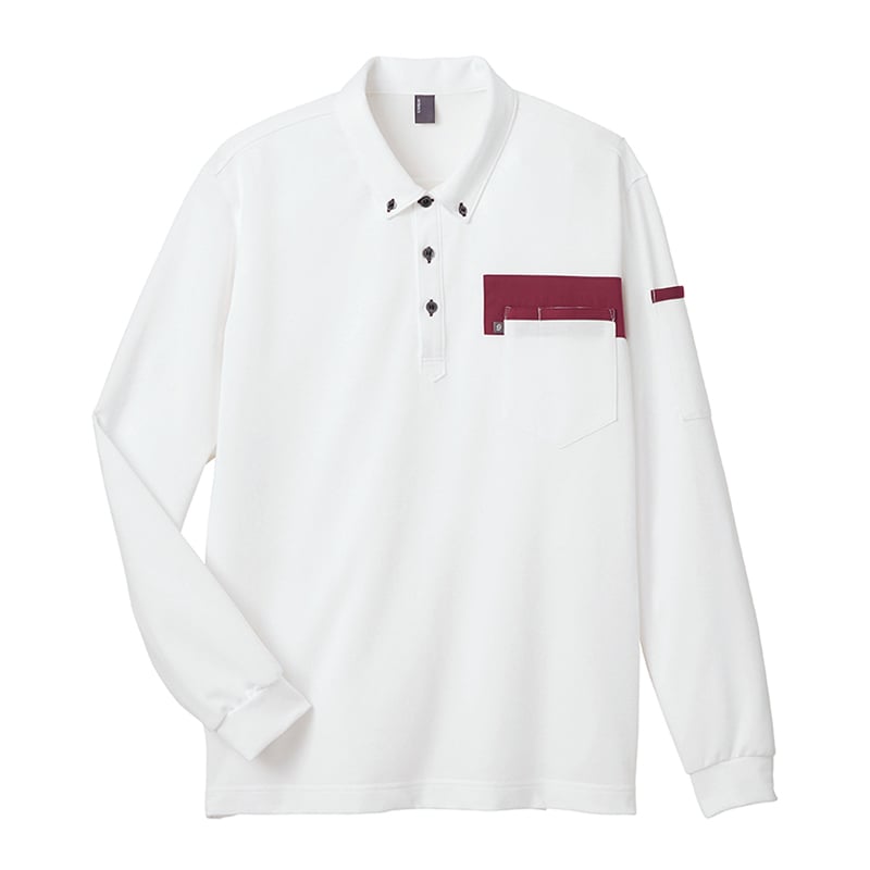 カーシーカシマ 長袖ポロシャツ 男女共用 M ホワイト CWP171 1枚（ご注文単位1枚）【直送品】