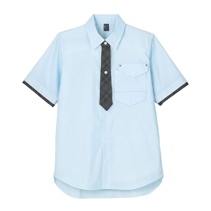 カーシーカシマ ストレッチ半袖シャツ 男女共用 M サックス CSY199 1枚（ご注文単位1枚）【直送品】