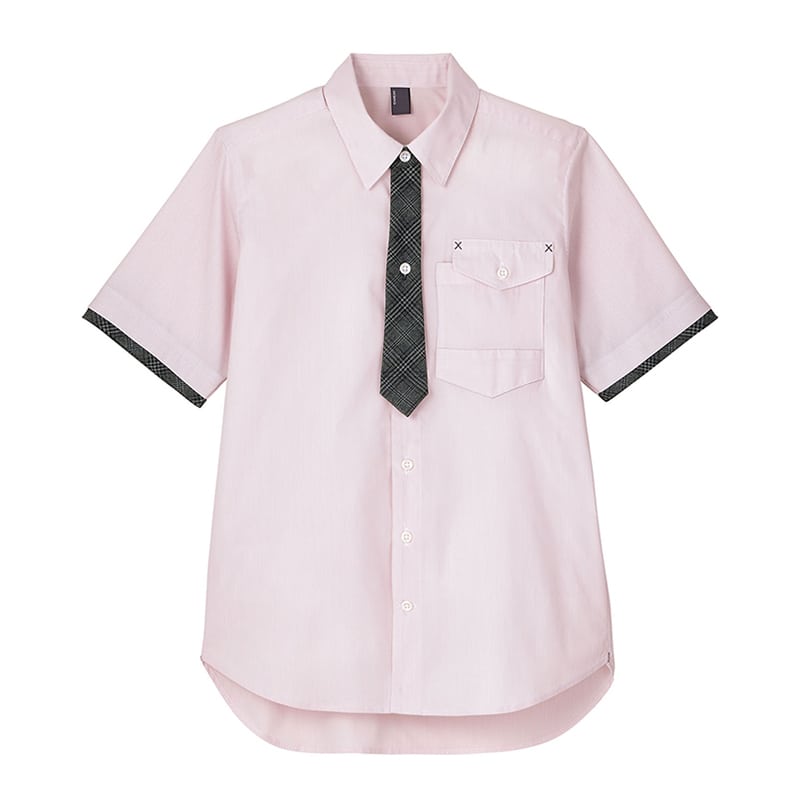 カーシーカシマ ストレッチ半袖シャツ 男女共用 4L ピンク CSY199 1枚（ご注文単位1枚）【直送品】