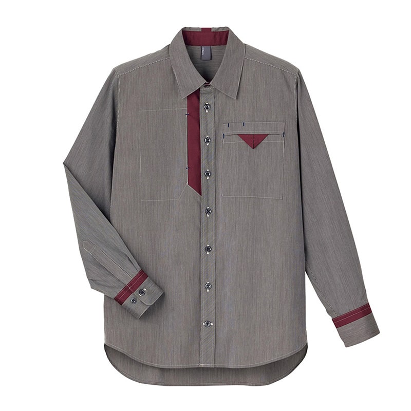 カーシーカシマ ストレッチ長袖シャツ 男女共用 SS ブラウン CWY203 1枚（ご注文単位1枚）【直送品】