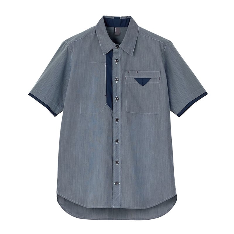 カーシーカシマ ストレッチ半袖シャツ 男女共用 M ネイビー CSY204 1枚（ご注文単位1枚）【直送品】