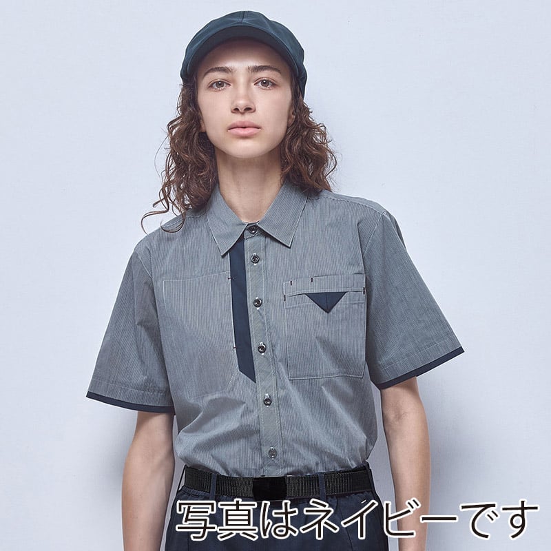 カーシーカシマ ストレッチ半袖シャツ 男女共用 3L グレー CSY204 1枚(ご注文単位1枚)【直送品】