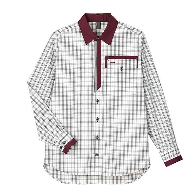 カーシーカシマ チェック長袖シャツ 男女共用 MS ワイン CWY205 1枚（ご注文単位1枚）【直送品】