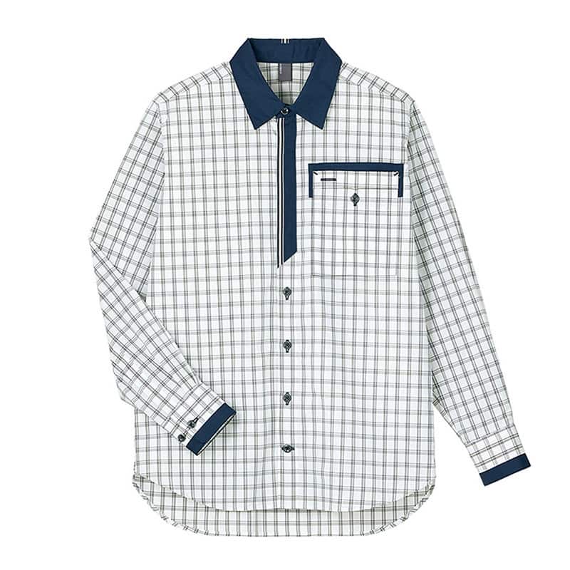 カーシーカシマ チェック長袖シャツ 男女共用 LL ネイビー CWY205 1枚（ご注文単位1枚）【直送品】