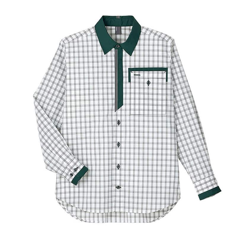 カーシーカシマ チェック長袖シャツ 男女共用 MS グリーン CWY205 1枚（ご注文単位1枚）【直送品】