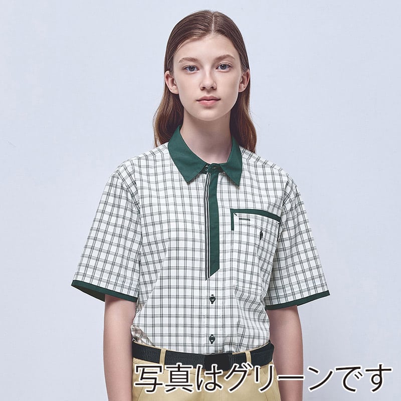 カーシーカシマ チェック半袖シャツ 男女共用 SS ワイン CSY206 1枚(ご注文単位1枚)【直送品】