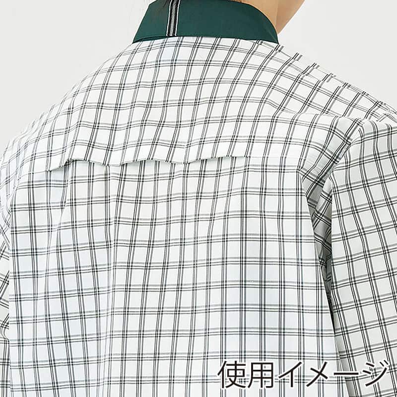 カーシーカシマ チェック半袖シャツ 男女共用 MS グリーン CSY206 1枚（ご注文単位1枚）【直送品】