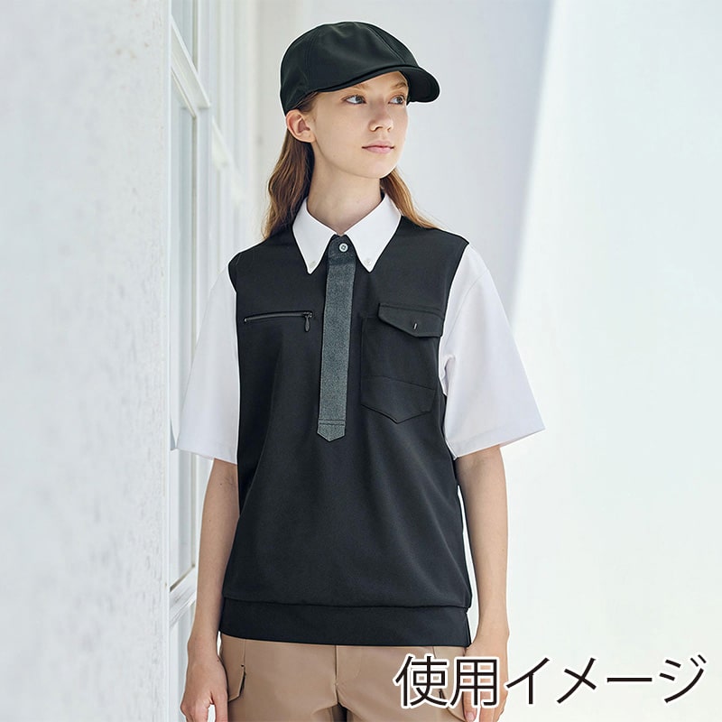 カーシーカシマ 半袖ポロシャツ 男女共用 SS ブラック CSP207 1枚(ご注文単位1枚)【直送品】