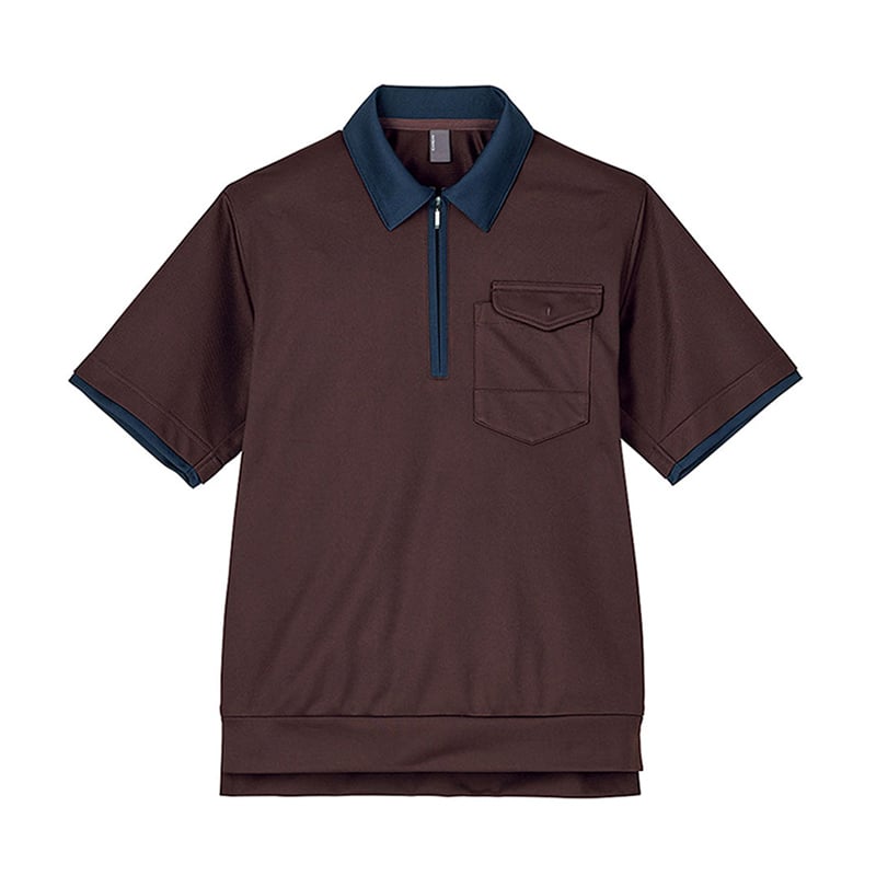 カーシーカシマ 半袖ポロシャツ 男女共用 L ブラウン CSP208 1枚（ご注文単位1枚）【直送品】