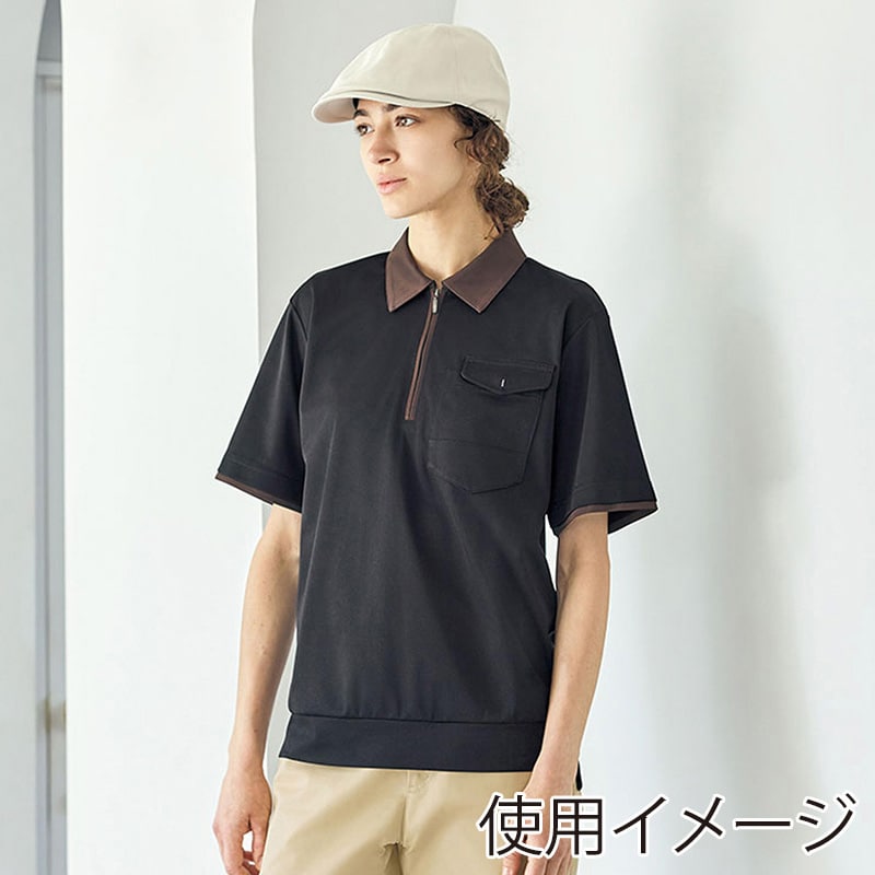 カーシーカシマ 半袖ポロシャツ 男女共用 L ブラック CSP208 1枚（ご注文単位1枚）【直送品】