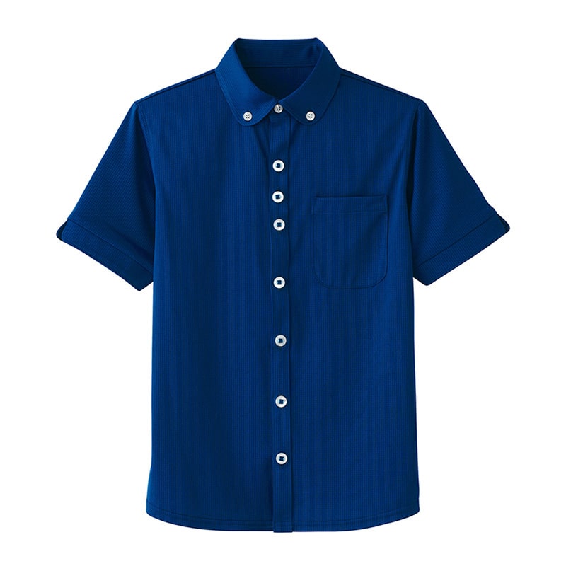 カーシーカシマ 半袖ニットシャツ 男女共用 S 海 HM2649 1枚（ご注文単位1枚）【直送品】