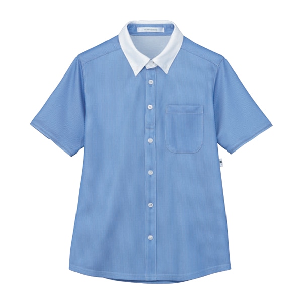 カーシーカシマ 半袖ニットシャツ 男女共用 LL 青空 HM2839 1枚（ご注文単位1枚）【直送品】