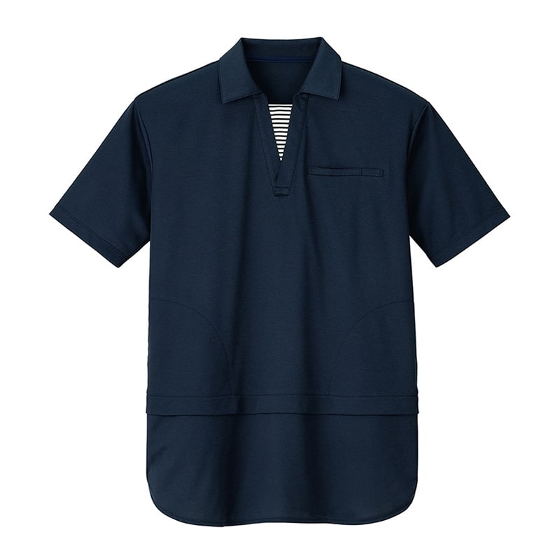 カーシーカシマ 半袖ロングポロシャツ 男女共用 M ネイビー HSP018 1枚（ご注文単位1枚）【直送品】