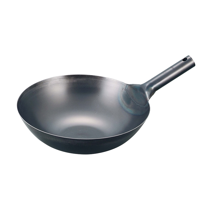 EBM　鉄ブルーテンパー　プレス　中華片手鍋 30cm  1個（ご注文単位1個）【直送品】