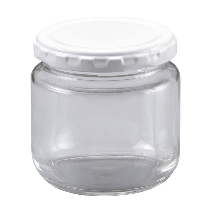 ガラスジャム瓶（白キャップ付）F-200GN   1個（ご注文単位1個）【直送品】