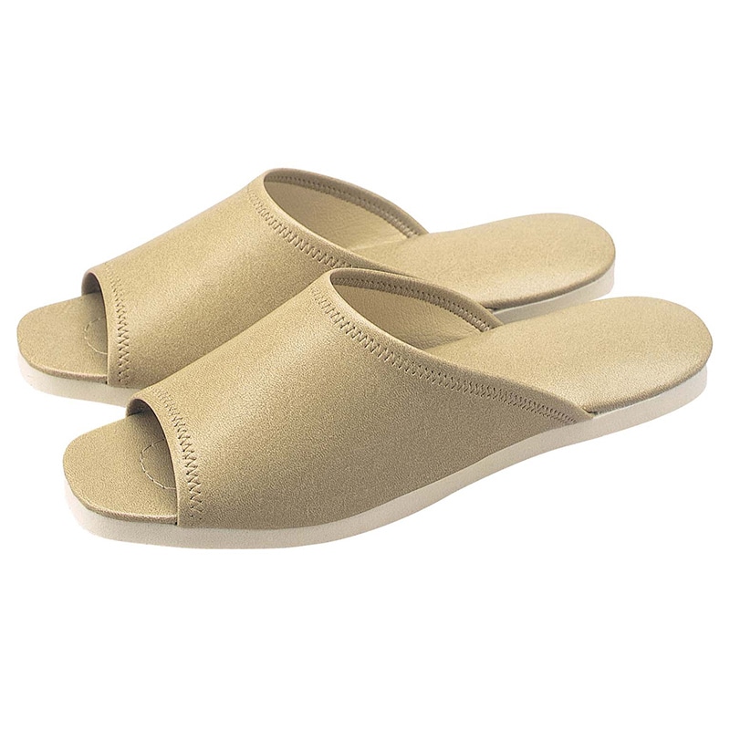 スリッパ(白薄底)前あきタイプ NO.013L ベージュ(06) 1個(ご注文単位1個)【直送品】