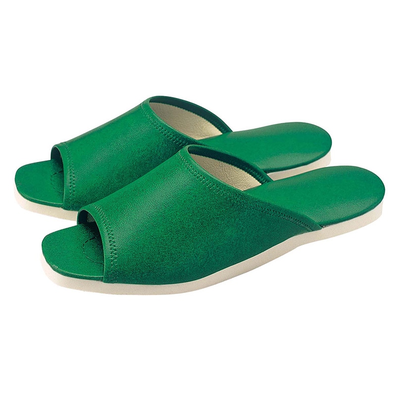 スリッパ(白薄底)前あきタイプ NO.013L グリーン(010) 1個(ご注文単位1個)【直送品】