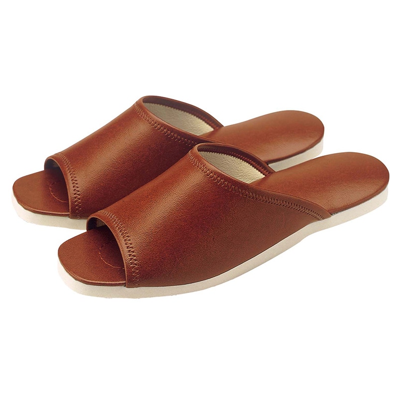 スリッパ(白薄底)前あきタイプ NO.013L ブラウン(04) 1個(ご注文単位1個)【直送品】