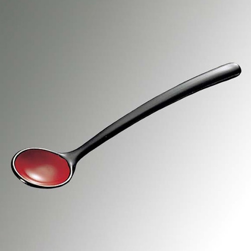 ABS 和風塗り 茶椀蒸スプーン 黒内朱 全長132 1個(ご注文単位1個)【直送品】