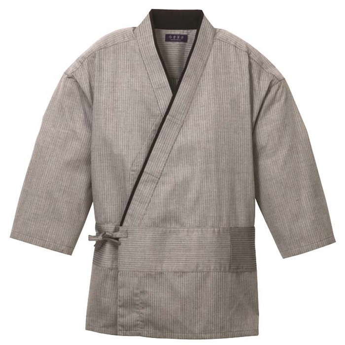 作務衣（男女兼用）KJ0010-2　灰色　LL   1枚（ご注文単位1枚）【直送品】