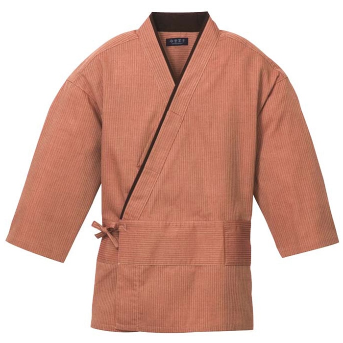 作務衣(男女兼用)KJ0010-6 レンガ M 1枚(ご注文単位1枚)【直送品】