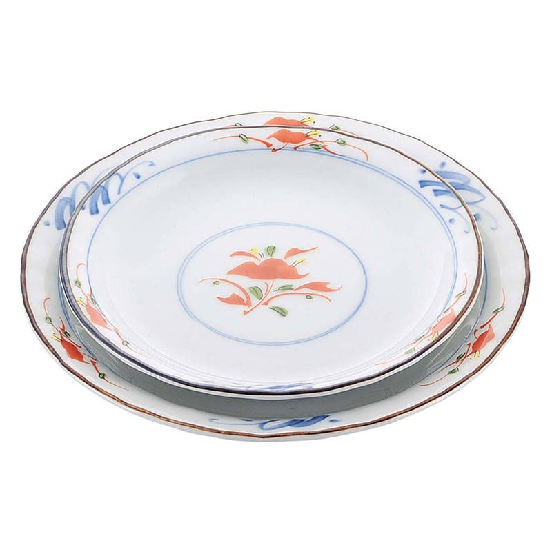 和食器コレクション　赤絵花　丸皿5寸   1個（ご注文単位1個）【直送品】