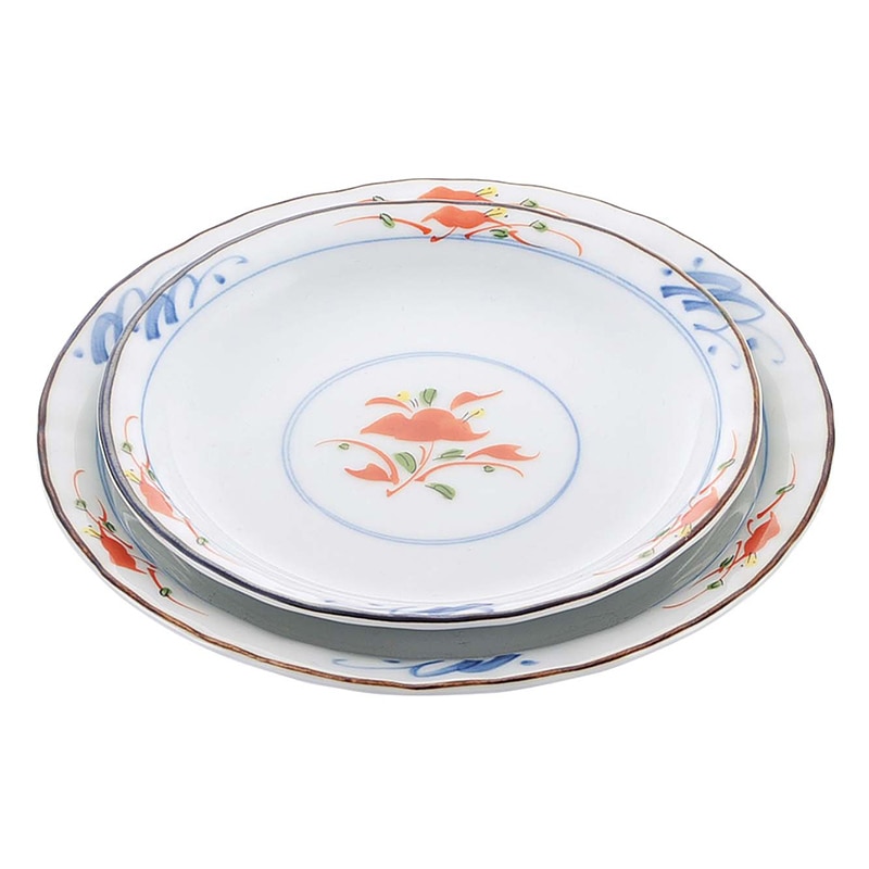 和食器コレクション　赤絵花　丸皿4寸   1個（ご注文単位1個）【直送品】