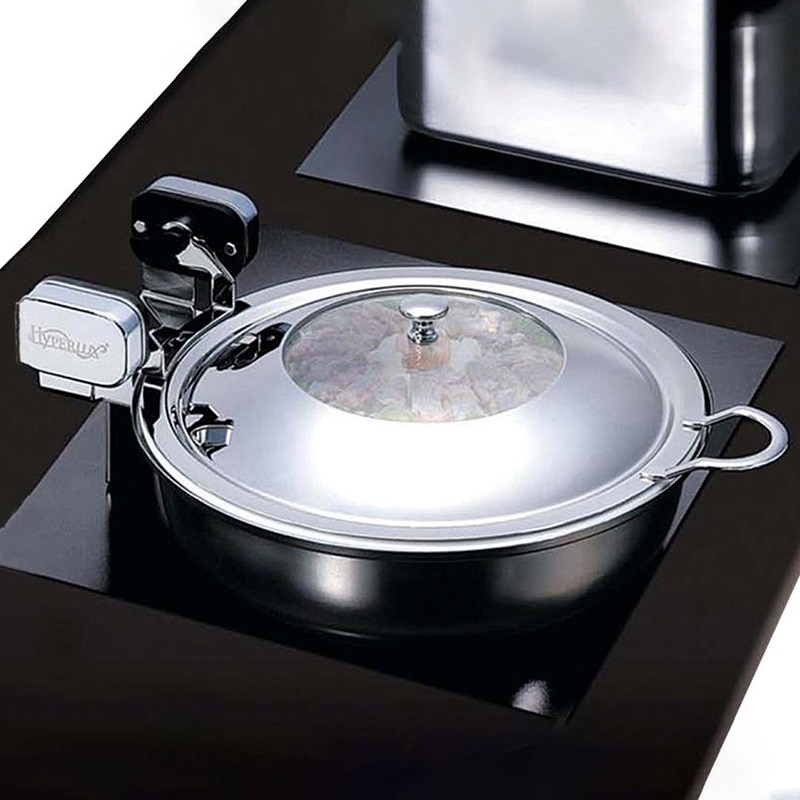 ハイパーラックス 丸型電磁サーバー ガラス蓋タイプ(ノーマルヒンジ)50cm 645GL 1個(ご注文単位1個)【直送品】